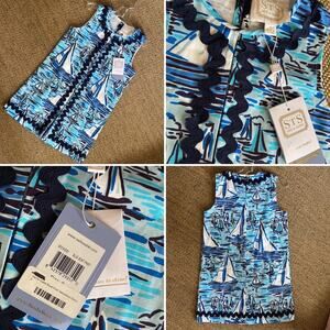 Sail to Sable STS NEW Girls Sail Boat Print Sleeveless Dress $78 NWT sz 6